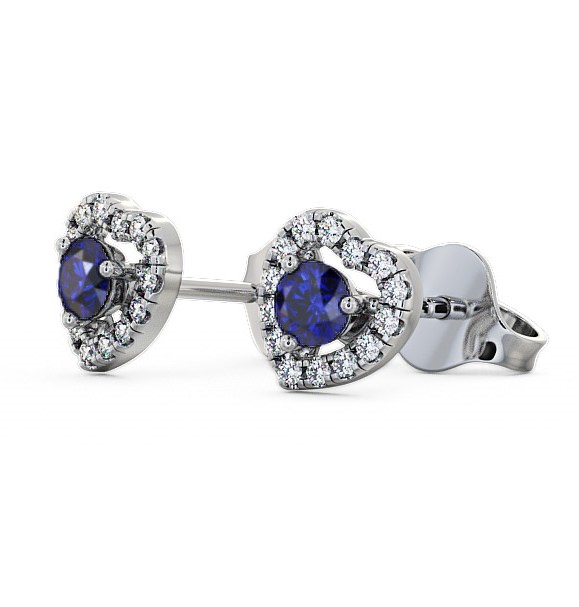  Halo Blue Sapphire and Diamond 0.56ct Earrings 18K White Gold - Avril GEMERG1_WG_BS_THUMB1 