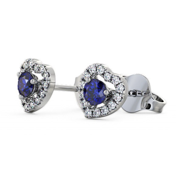 Halo Blue Sapphire and Diamond 0.56ct Earrings 9K White Gold GEMERG1_WG_BS_THUMB1