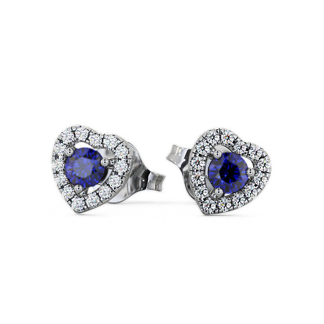Halo Blue Sapphire and Diamond 0.56ct Earrings 9K White Gold - Avril GEMERG1_WG_BS_UP