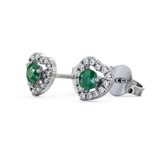 Halo Emerald and Diamond 0.50ct Earrings 18K White Gold - Avril