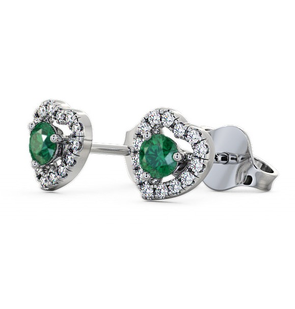  Halo Emerald and Diamond 0.50ct Earrings 18K White Gold - Avril GEMERG1_WG_EM_THUMB1 