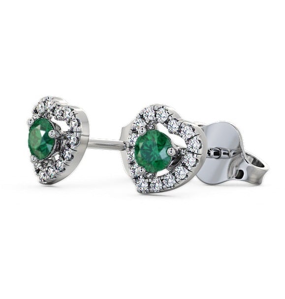 Halo Emerald and Diamond 0.50ct Earrings 18K White Gold GEMERG1_WG_EM_THUMB1 