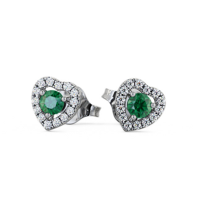 Halo Emerald and Diamond 0.50ct Earrings 18K White Gold - Avril GEMERG1_WG_EM_UP