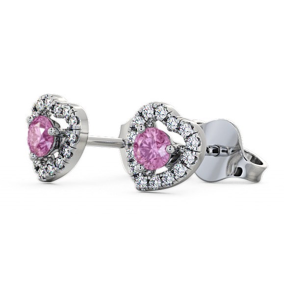 Halo Pink Sapphire and Diamond 0.56ct Earrings 18K White Gold GEMERG1_WG_PS_THUMB1