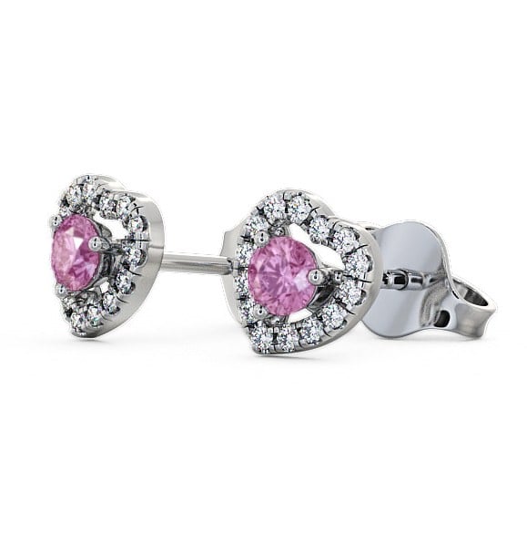 Halo Pink Sapphire and Diamond 0.56ct Earrings 18K White Gold GEMERG1_WG_PS_THUMB1 