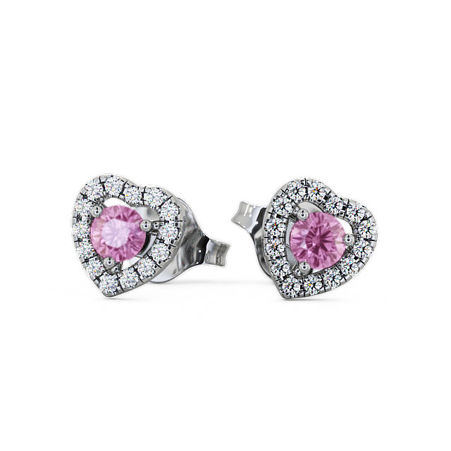 Halo Pink Sapphire and Diamond 0.56ct Earrings 9K White Gold - Avril GEMERG1_WG_PS_UP