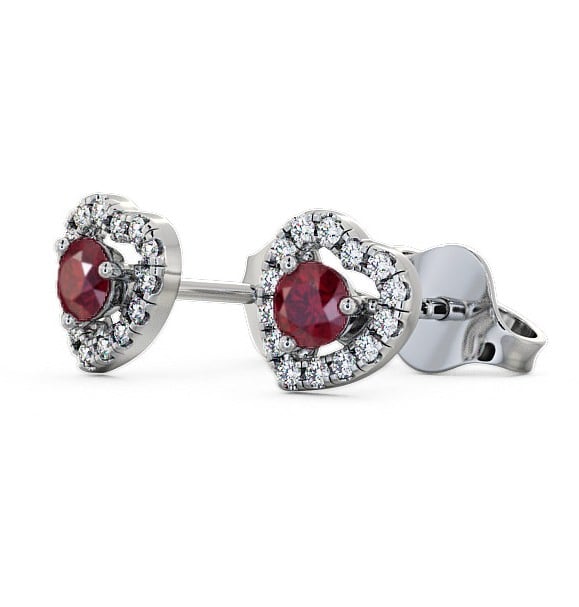 Halo Ruby and Diamond 0.56ct Earrings 9K White Gold GEMERG1_WG_RU_THUMB1