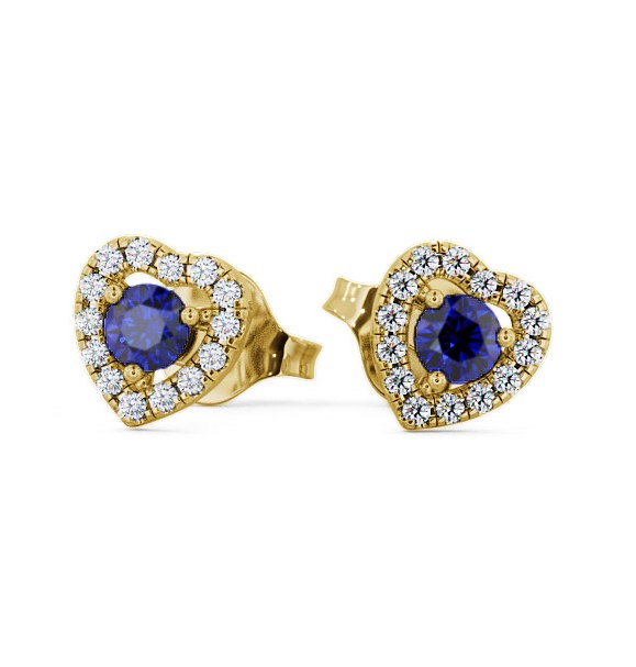  Halo Blue Sapphire and Diamond 0.56ct Earrings 18K Yellow Gold - Avril GEMERG1_YG_BS_THUMB2 