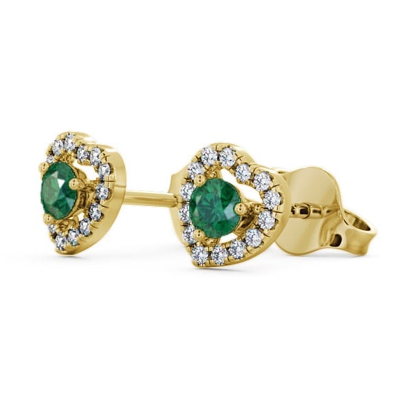 Halo Emerald and Diamond 0.50ct Earrings 9K Yellow Gold - Avril GEMERG1_YG_EM_THUMB1