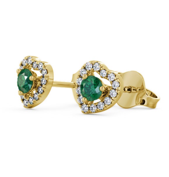 Halo Emerald and Diamond 0.50ct Earrings 9K Yellow Gold GEMERG1_YG_EM_THUMB1