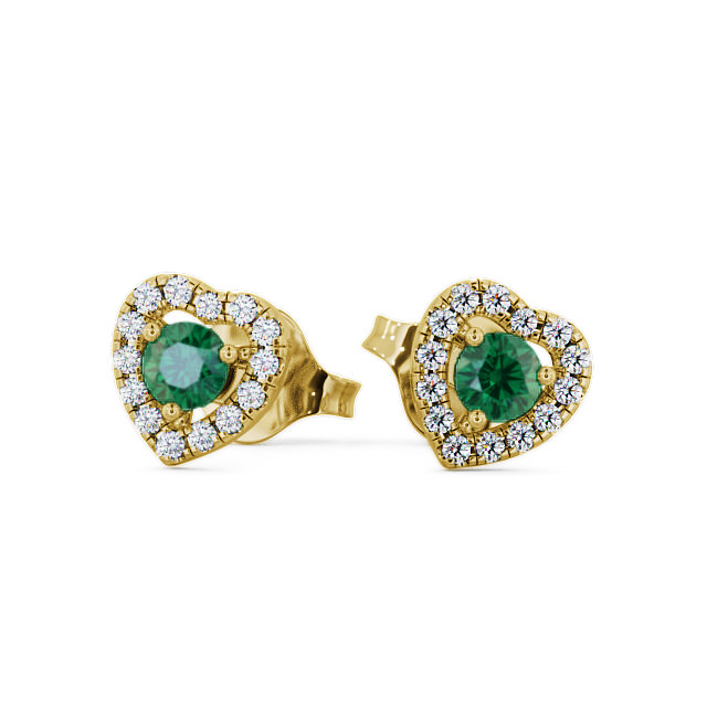 Halo Emerald and Diamond 0.50ct Earrings 9K Yellow Gold - Avril GEMERG1_YG_EM_UP