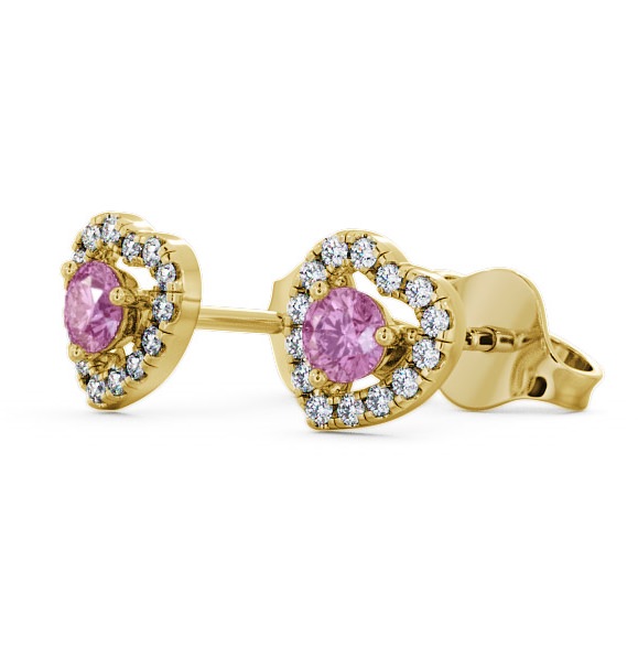 Halo Pink Sapphire and Diamond 0.56ct Earrings 18K Yellow Gold GEMERG1_YG_PS_THUMB1