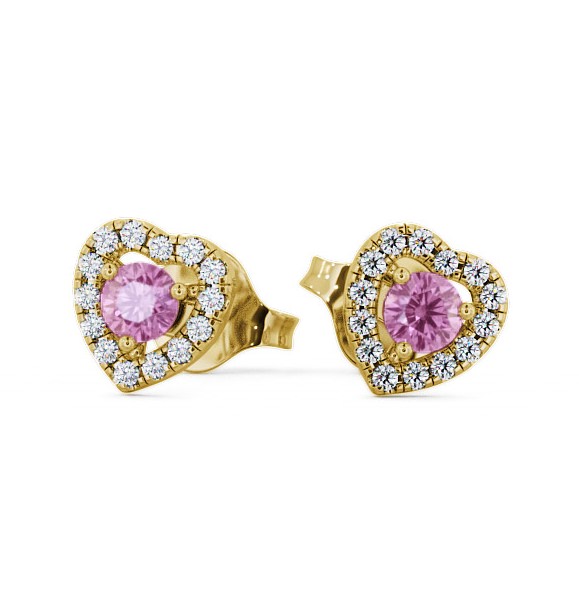 Halo Pink Sapphire and Diamond 0.56ct Earrings 9K Yellow Gold GEMERG1_YG_PS_THUMB2 