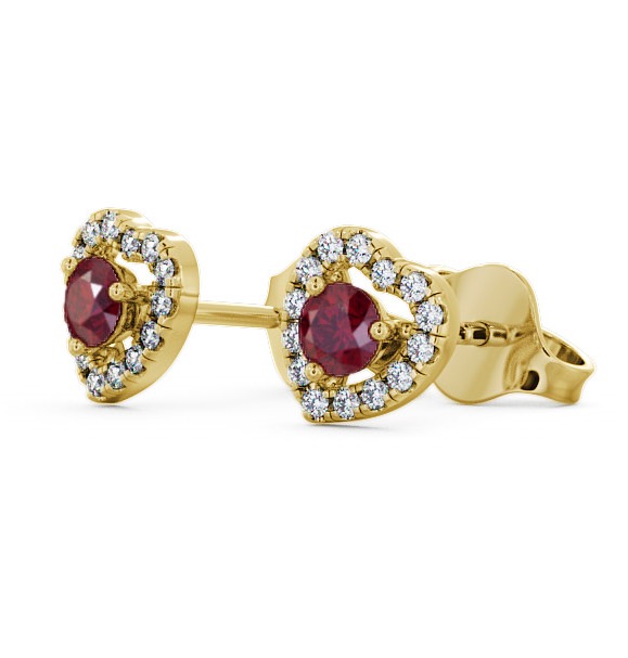 Halo Ruby and Diamond 0.56ct Earrings 18K Yellow Gold GEMERG1_YG_RU_THUMB1