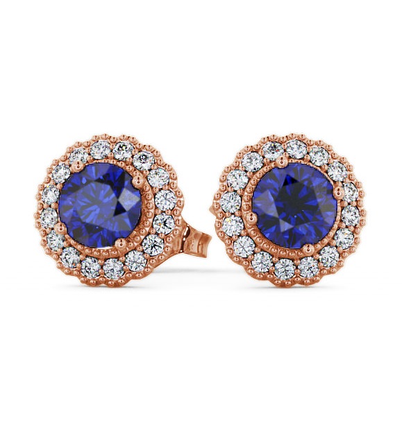  Halo Blue Sapphire and Diamond 1.56ct Earrings 18K Rose Gold - Braga GEMERG2_RG_BS_THUMB2 