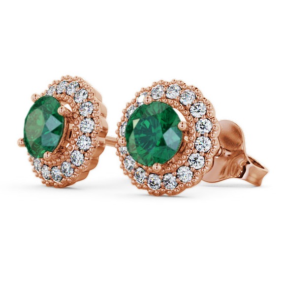  Halo Emerald and Diamond 1.22ct Earrings 18K Rose Gold - Braga GEMERG2_RG_EM_THUMB1 