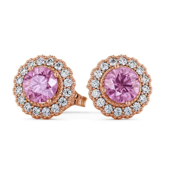 Halo Pink Sapphire and Diamond 1.56ct Earrings 18K Rose Gold - Braga GEMERG2_RG_PS_THUMB2 