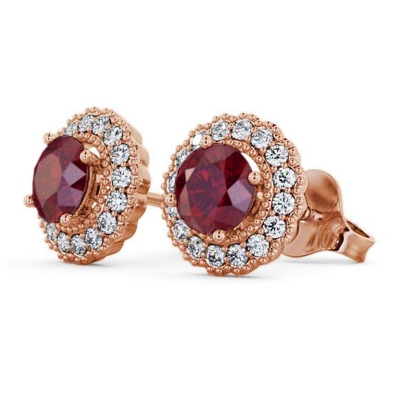  Halo Ruby and Diamond 1.56ct Earrings 9K Rose Gold - Braga GEMERG2_RG_RU_THUMB1 