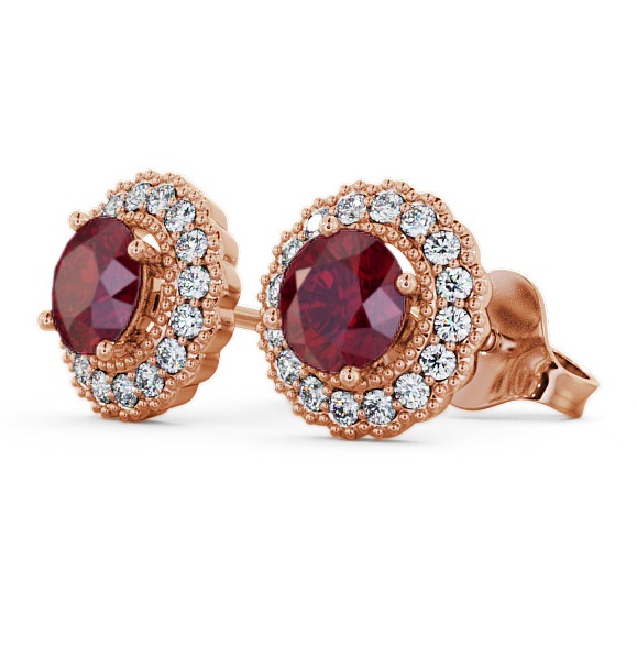 Halo Ruby and Diamond 1.56ct Earrings 18K Rose Gold GEMERG2_RG_RU_THUMB1