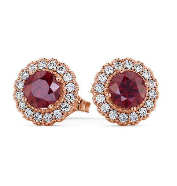  Halo Ruby and Diamond 1.56ct Earrings 9K Rose Gold - Braga GEMERG2_RG_RU_THUMB2 