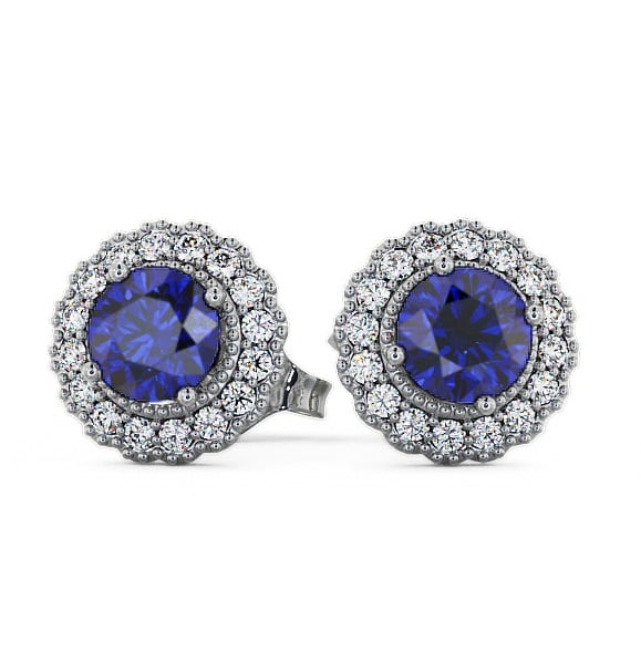 Halo Blue Sapphire and Diamond 1.56ct Earrings 18K White Gold GEMERG2_WG_BS_THUMB2 