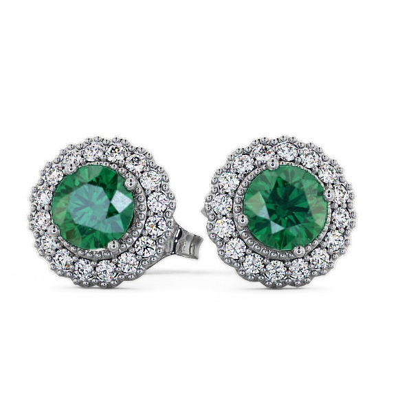  Halo Emerald and Diamond 1.22ct Earrings 9K White Gold - Braga GEMERG2_WG_EM_THUMB2 