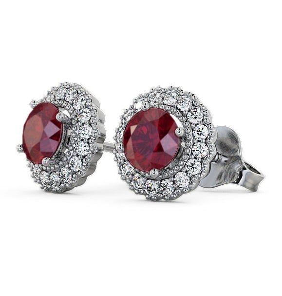 Halo Ruby and Diamond 1.56ct Earrings 9K White Gold GEMERG2_WG_RU_THUMB1