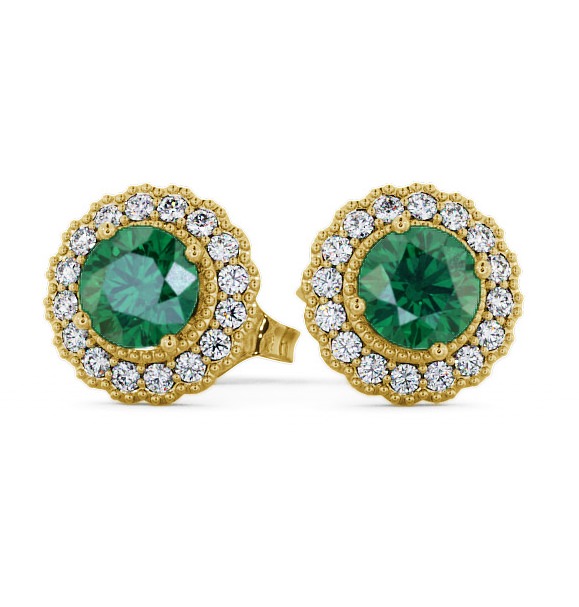 Halo Emerald and Diamond 1.22ct Earrings 18K Yellow Gold - Braga GEMERG2_YG_EM_THUMB2 