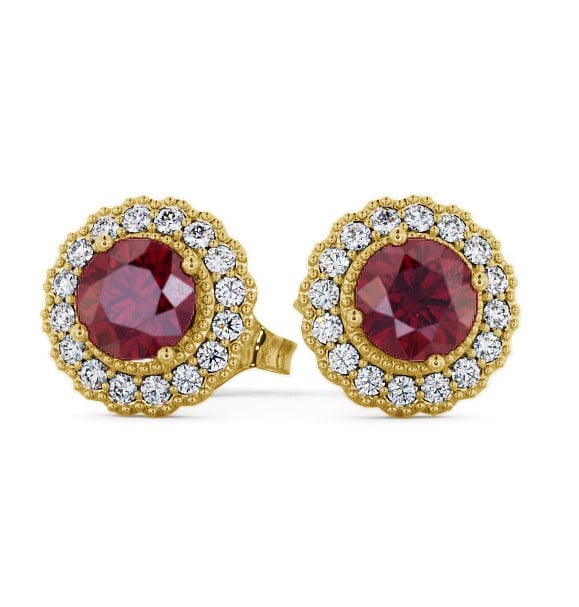  Halo Ruby and Diamond 1.56ct Earrings 18K Yellow Gold - Braga GEMERG2_YG_RU_THUMB2 