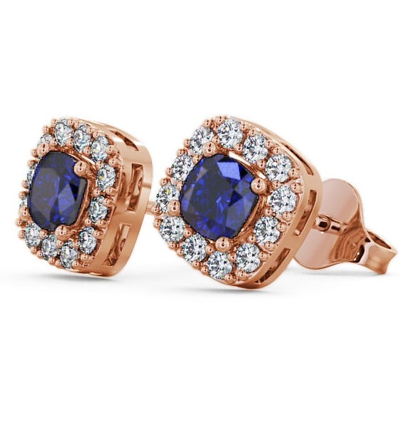 Halo Blue Sapphire and Diamond 1.12ct Earrings 9K Rose Gold GEMERG3_RG_BS_THUMB1