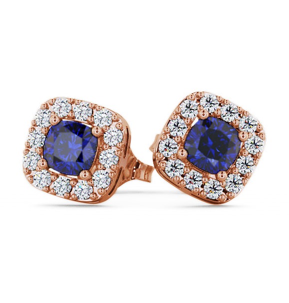 Halo Blue Sapphire and Diamond 1.12ct Earrings 18K Rose Gold GEMERG3_RG_BS_THUMB2 