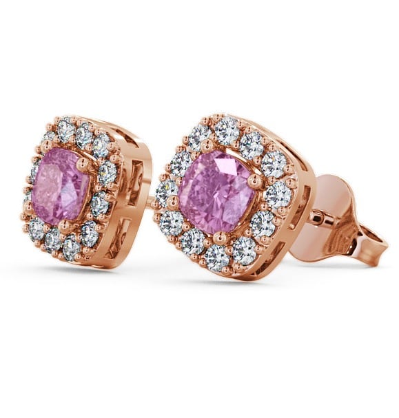 Halo Pink Sapphire and Diamond 1.12ct Earrings 18K Rose Gold - Turin GEMERG3_RG_PS_THUMB1