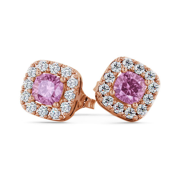 Halo Pink Sapphire and Diamond 1.12ct Earrings 9K Rose Gold - Turin GEMERG3_RG_PS_UP