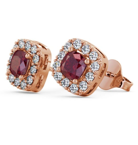  Halo Ruby and Diamond 1.12ct Earrings 9K Rose Gold - Turin GEMERG3_RG_RU_THUMB1 