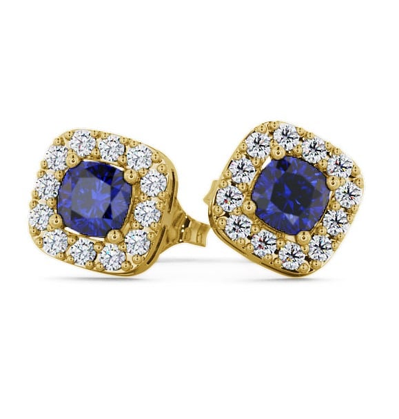  Halo Blue Sapphire and Diamond 1.12ct Earrings 9K Yellow Gold - Turin GEMERG3_YG_BS_THUMB2 