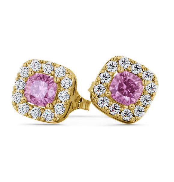  Halo Pink Sapphire and Diamond 1.12ct Earrings 18K Yellow Gold - Turin GEMERG3_YG_PS_THUMB2 
