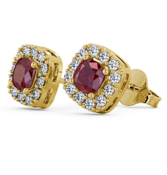 Halo Ruby and Diamond 1.12ct Earrings 18K Yellow Gold GEMERG3_YG_RU_THUMB1