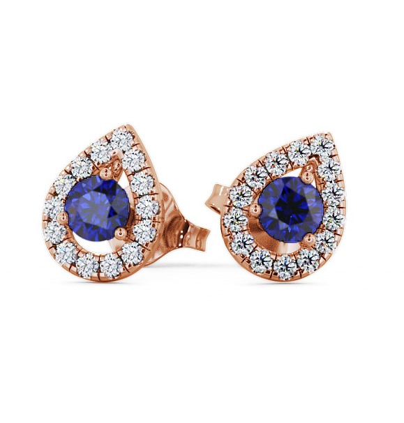  Halo Blue Sapphire and Diamond 0.96ct Earrings 9K Rose Gold - Voleta GEMERG4_RG_BS_THUMB2 