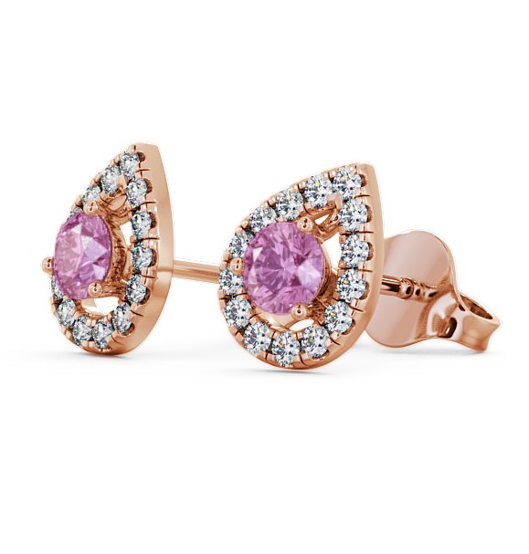 Halo Pink Sapphire and Diamond 0.96ct Earrings 18K Rose Gold GEMERG4_RG_PS_THUMB1