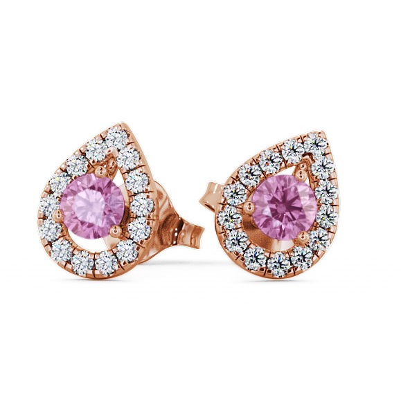  Halo Pink Sapphire and Diamond 0.96ct Earrings 9K Rose Gold - Voleta GEMERG4_RG_PS_THUMB2 