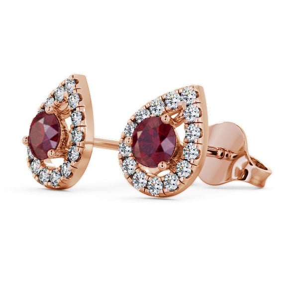 Halo Ruby and Diamond 0.96ct Earrings 18K Rose Gold GEMERG4_RG_RU_THUMB1 