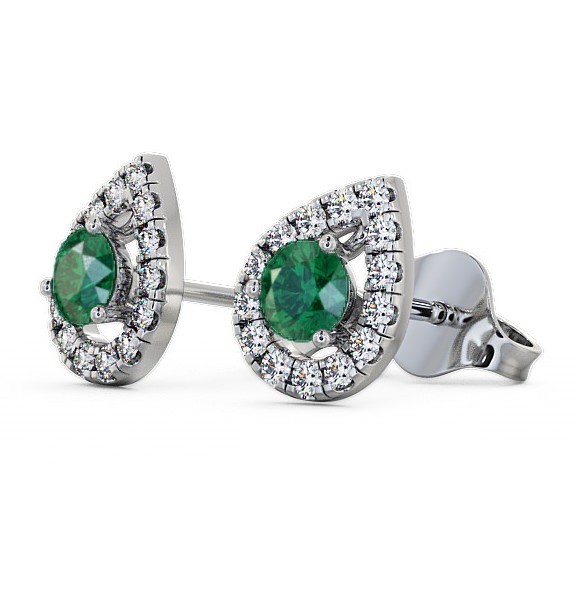 Halo Emerald and Diamond 0.82ct Earrings 9K White Gold GEMERG4_WG_EM_THUMB1