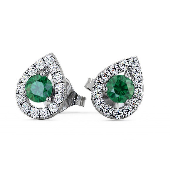  Halo Emerald and Diamond 0.82ct Earrings 9K White Gold - Voleta GEMERG4_WG_EM_THUMB2 