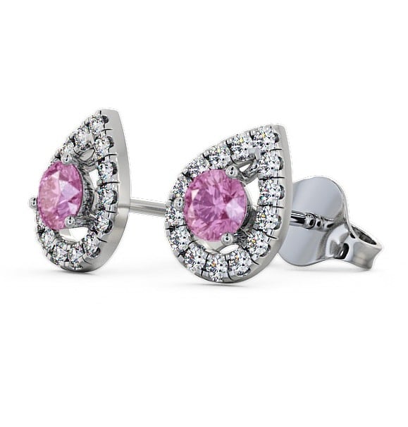 Halo Pink Sapphire and Diamond 0.96ct Earrings 9K White Gold GEMERG4_WG_PS_THUMB1