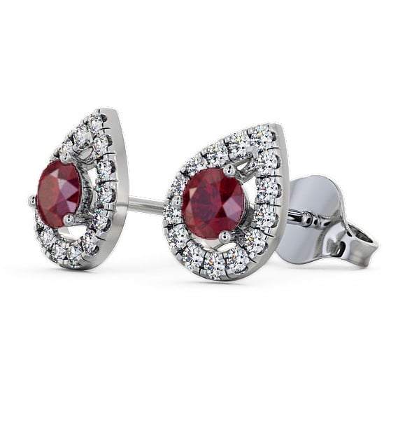  Halo Ruby and Diamond 0.96ct Earrings 18K White Gold - Voleta GEMERG4_WG_RU_THUMB1 