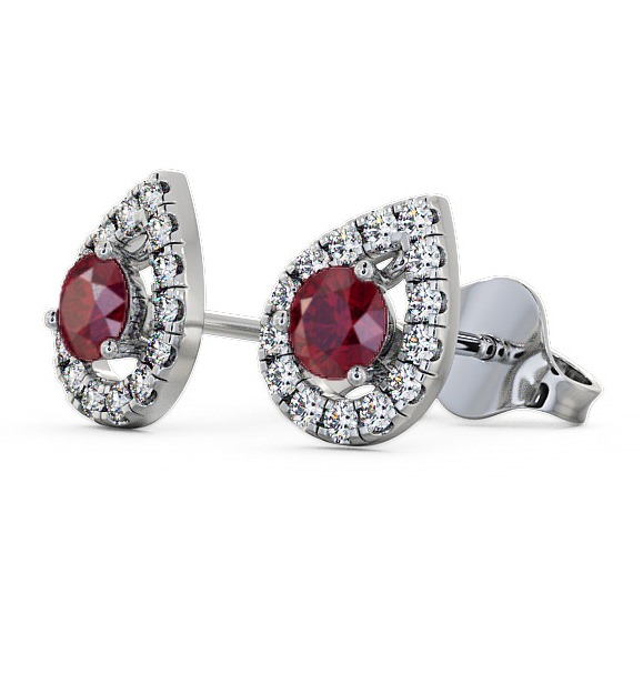 Halo Ruby and Diamond 0.96ct Earrings 18K White Gold GEMERG4_WG_RU_THUMB1