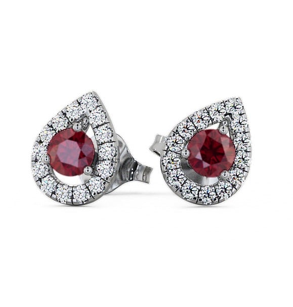  Halo Ruby and Diamond 0.96ct Earrings 18K White Gold - Voleta GEMERG4_WG_RU_THUMB2 
