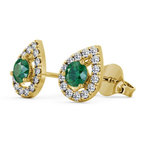 Halo Emerald and Diamond 0.82ct Earrings 9K Yellow Gold GEMERG4_YG_EM_THUMB1