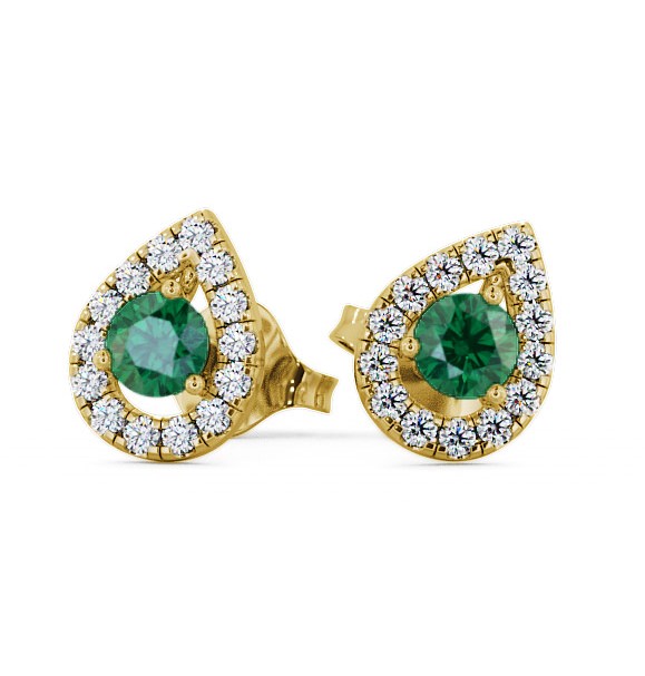  Halo Emerald and Diamond 0.82ct Earrings 18K Yellow Gold - Voleta GEMERG4_YG_EM_THUMB2 