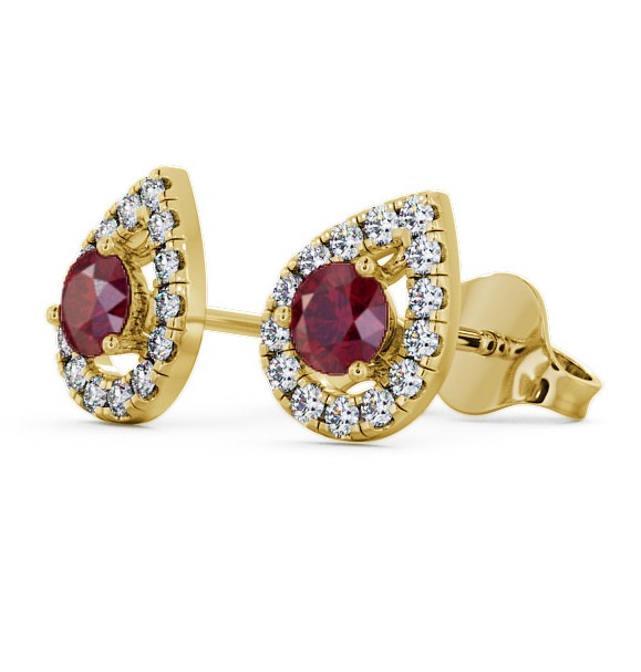 Halo Ruby and Diamond 0.96ct Earrings 9K Yellow Gold GEMERG4_YG_RU_THUMB1